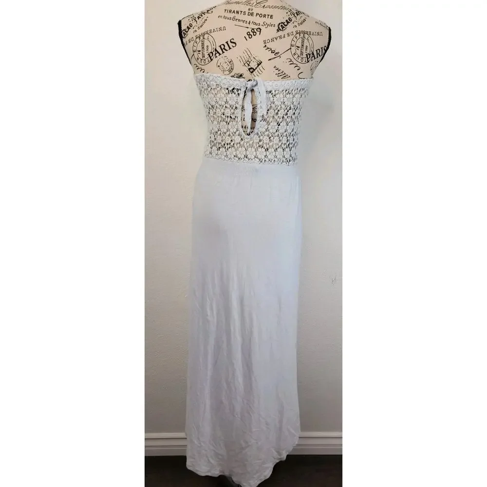 Abercrombie & Fitch Dress XS Asymmetric High Low Crochet Blue Cottage Bohemian